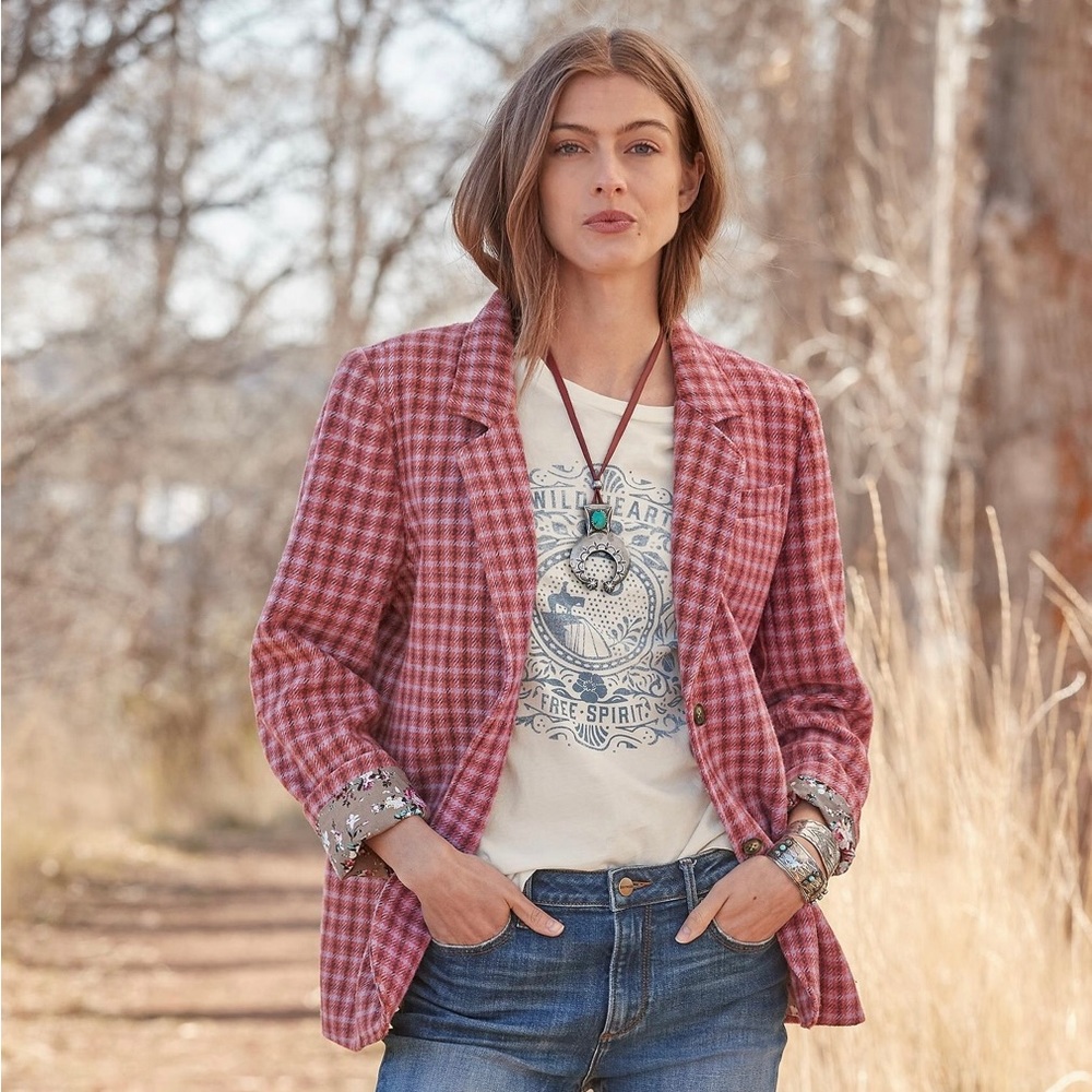 Sundance The Lisa Blazer Rose Plaid  - Size L